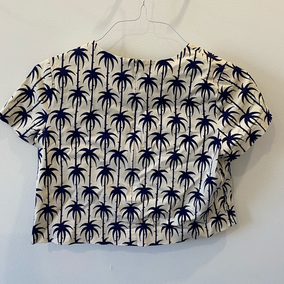 Crop top in woven fabric with palm tree print - Picture 2 of 3